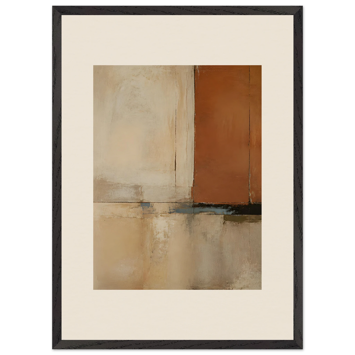 Terracotta Diptych, Panel I of II: two panels, terracotta and cream. Museum-quality framed fine art print.