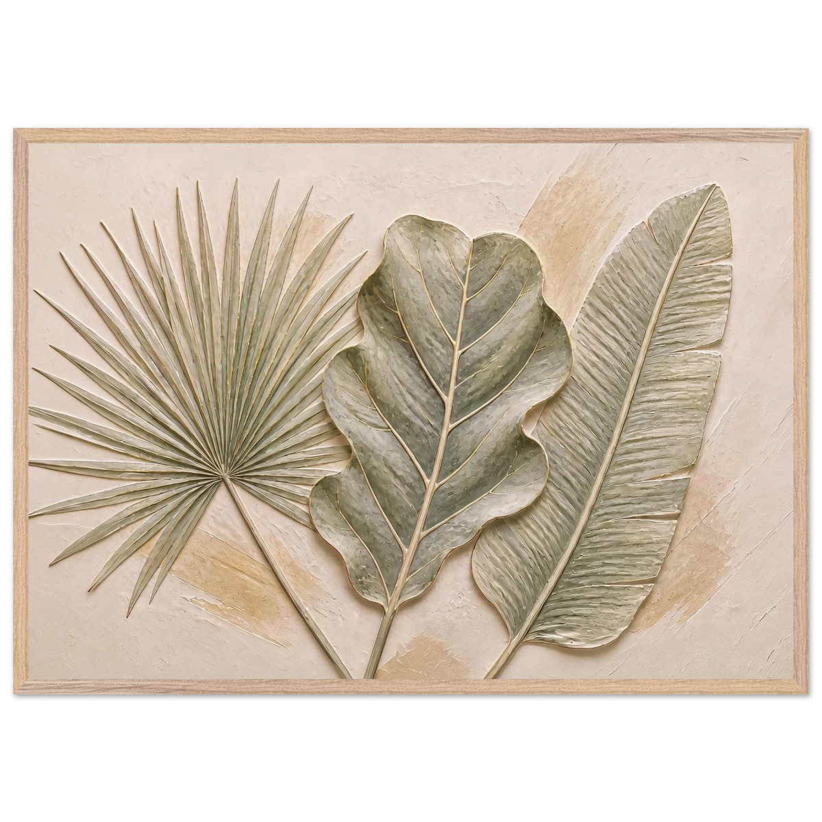 Three Leaves: botanical and nature. Museum-quality framed fine art print.