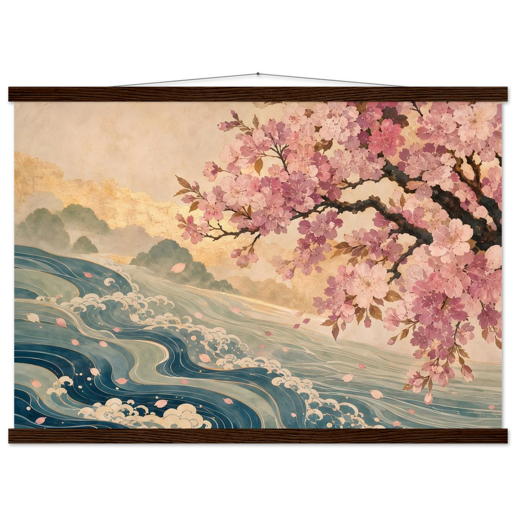 Onda e Florada, pôster floral com suporte de madeira da The Light Stays.