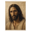 Pôster Kind Eyes com suporte de madeira, retrato sereno de Jesus em luz quente
