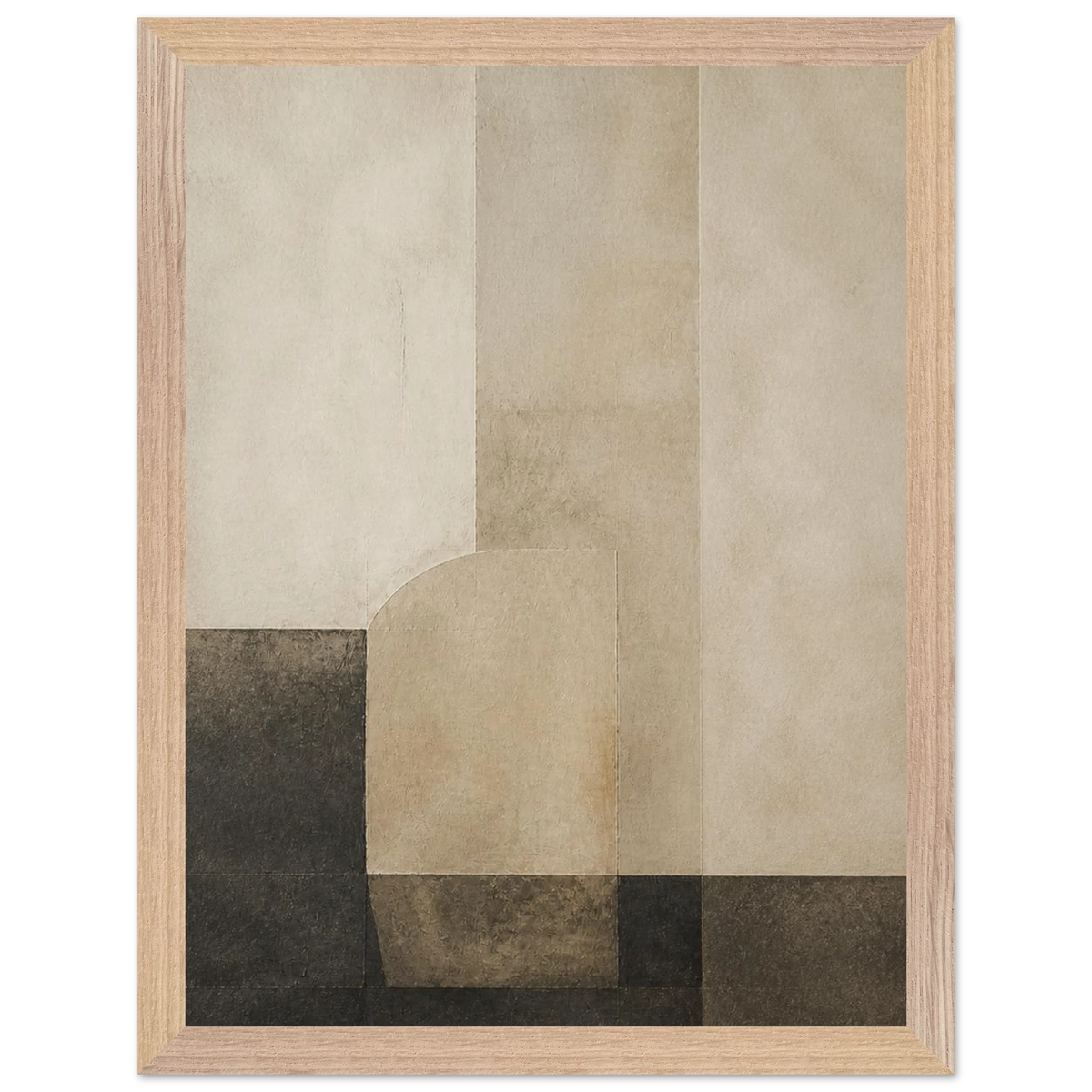Limewash Triptych, Panel II of III: abstract, mineral texture and neutral tones. Framed fine art print by The Light Stays.