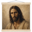 Pôster Kind Eyes com suporte de madeira, retrato sereno de Jesus em luz quente