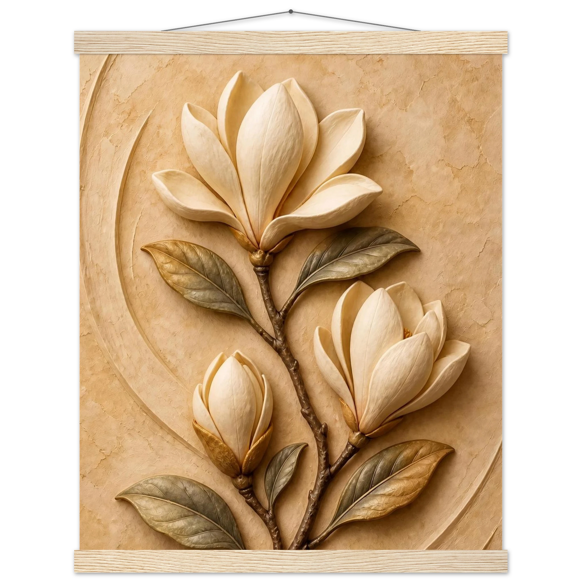 Magnolia Arc, flowers and botanical. Archival fine art poster shown framed.