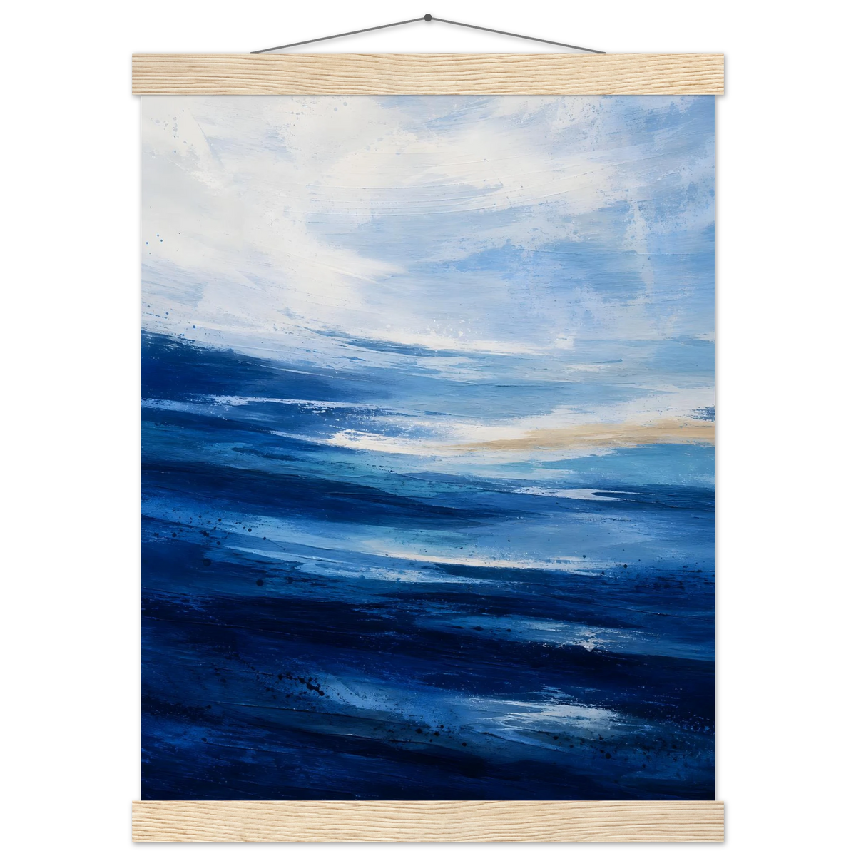 Atlantic Blue: coastline, ocean and texture. Fine art poster with wooden hanger by The Light Stays.