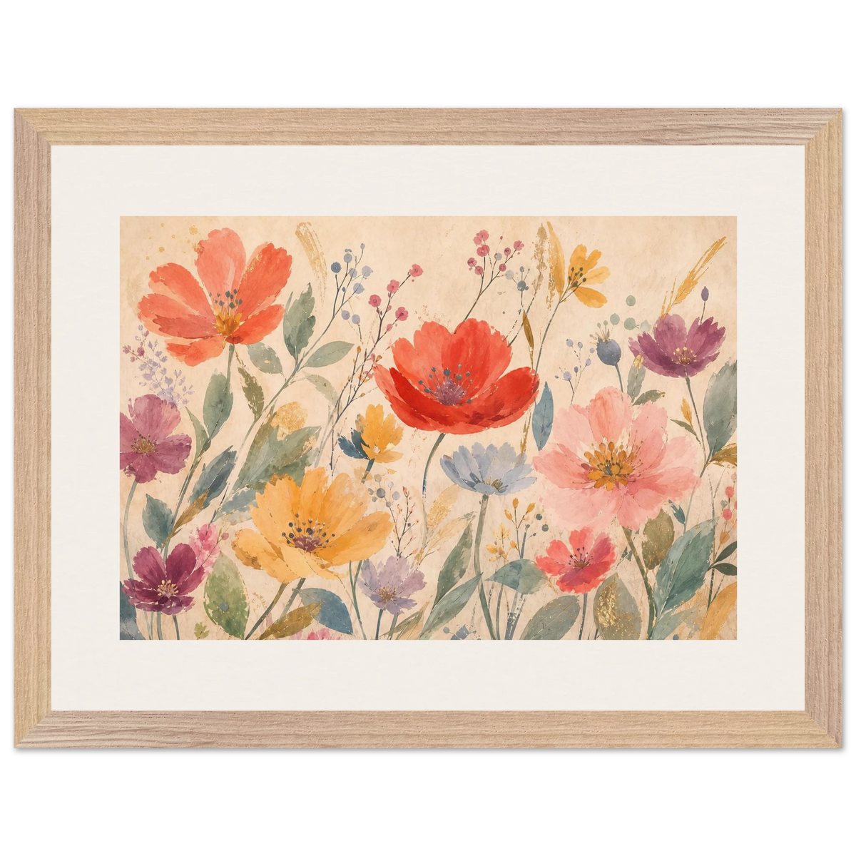 Floral Rhythm, flowers and botanical. Archival framed fine art print shown framed.