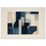 Blue Architecture: geometric abstract, blue and cream. Museum-quality framed fine art print.