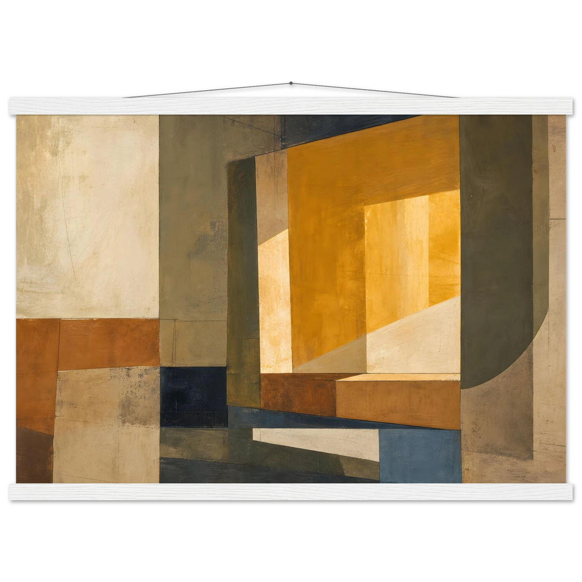 Ochre Window: architecture, mediterranean and earth tones. Fine art poster with wooden hanger by The Light Stays.