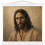 Pôster Kind Eyes com suporte de madeira, retrato sereno de Jesus em luz quente