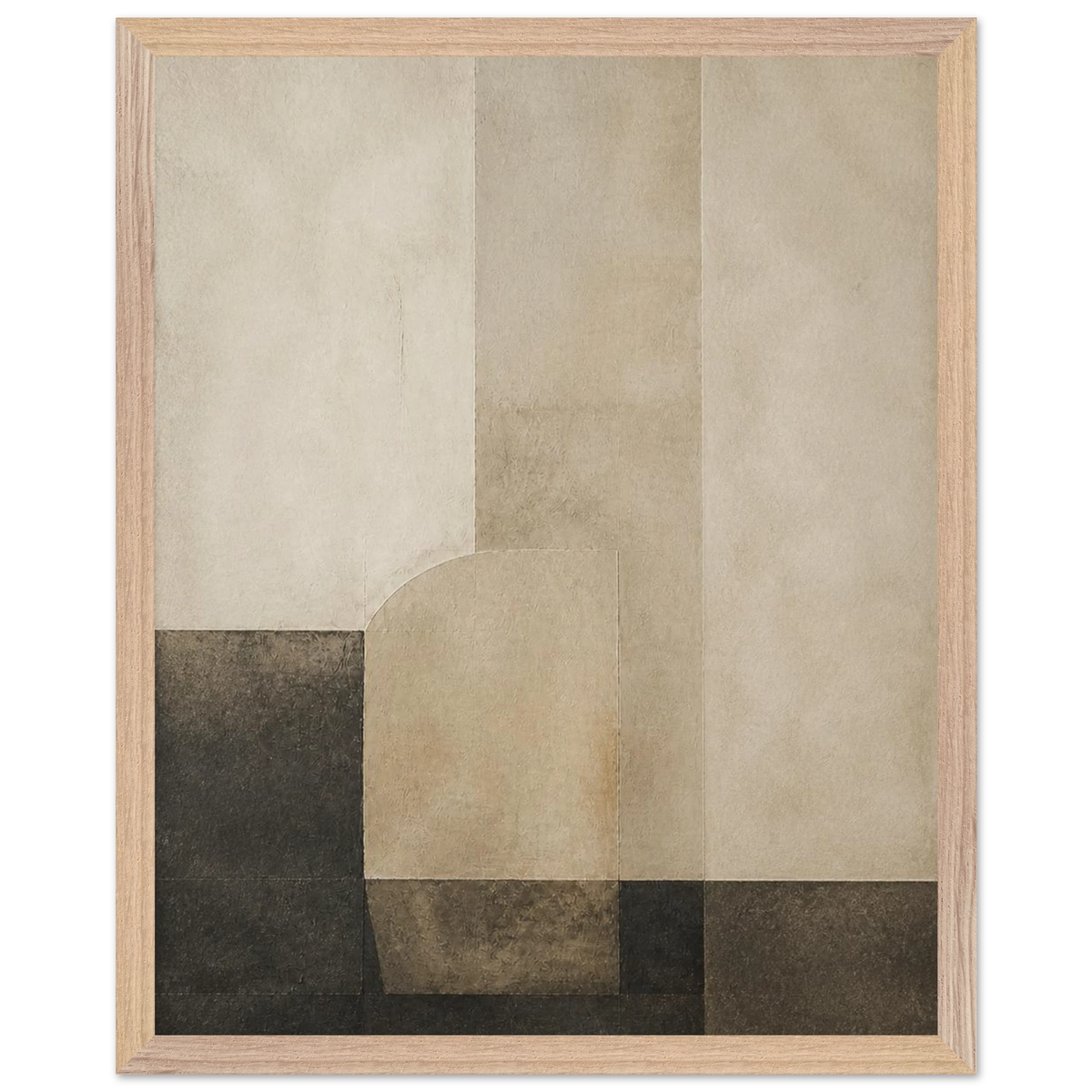 Limewash Triptych, Panel II of III: abstract, mineral texture and neutral tones. Museum-quality framed fine art print.