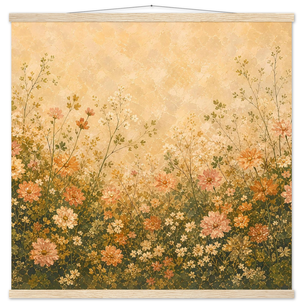 Petal Garden: flowers, botanical and abundance. Fine art poster with wooden hanger by The Light Stays.