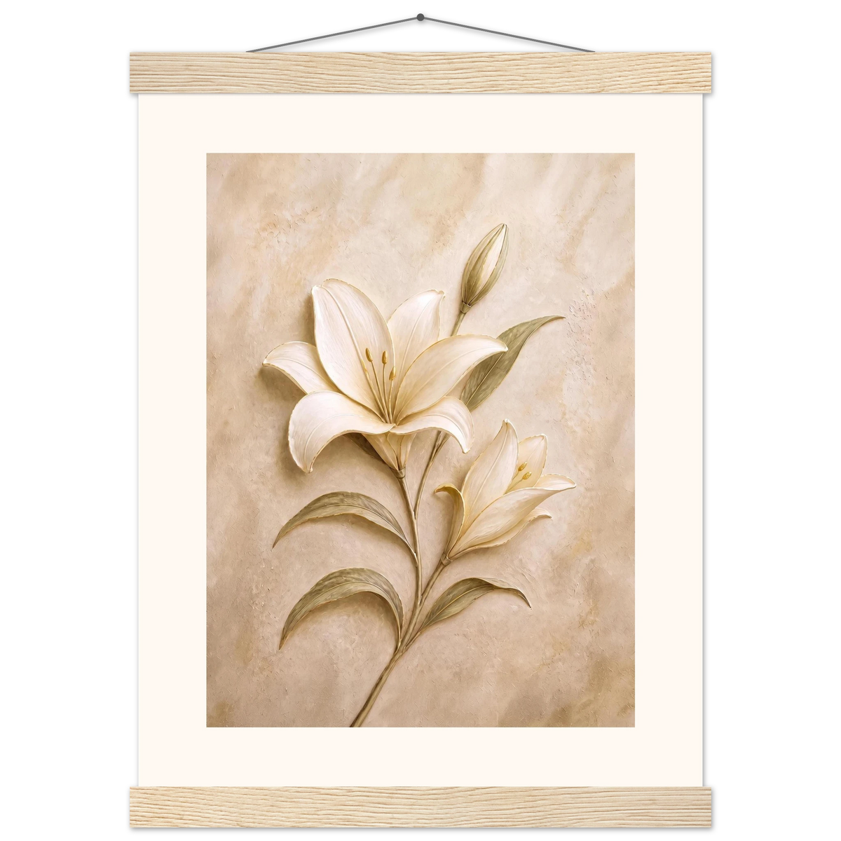 Alabaster Lily: flowers and botanical. Fine art poster.