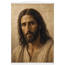 Pôster Kind Eyes com suporte de madeira, retrato sereno de Jesus em luz quente