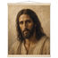 Pôster Kind Eyes com suporte de madeira, retrato sereno de Jesus em luz quente