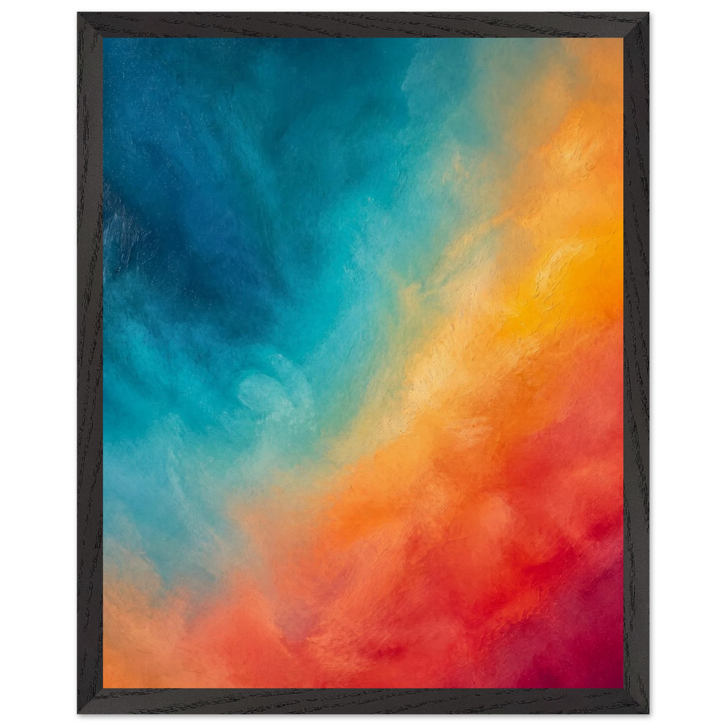 Teal and Orange, gradient, sea and dusk. Archival framed fine art print shown framed.