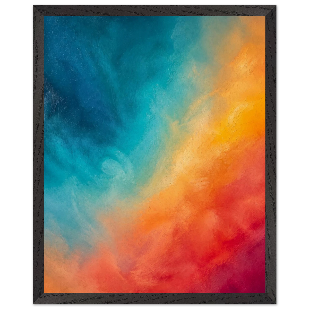 Teal and Orange, gradient, sea and dusk. Archival framed fine art print shown framed.
