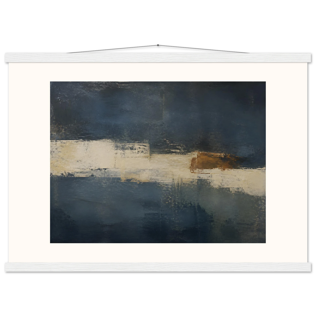 Ivory Crossing: abstract, ivory and serene lines. Fine art poster, alternate frame and size.