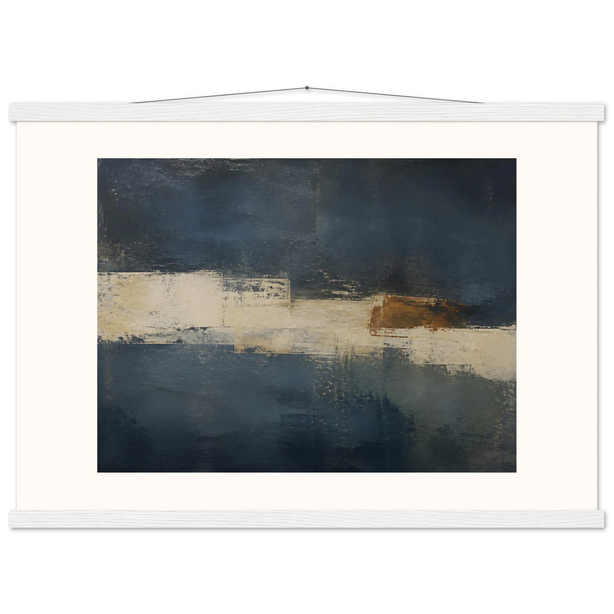 Ivory Crossing: abstract, ivory and serene lines. Fine art poster, alternate frame and size.