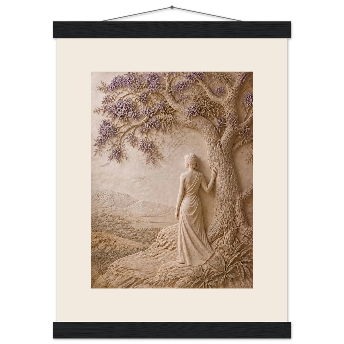 Old Friend: impasto, figure and companion tree. Museum-quality fine art poster.