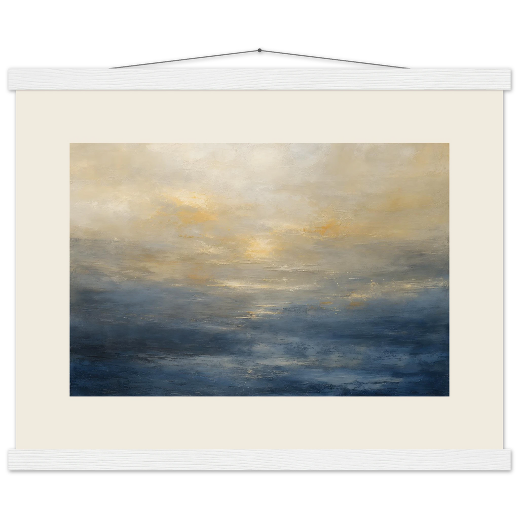 Golden Sea Mist: sea and coastal landscape. Fine art poster, alternate frame and size.