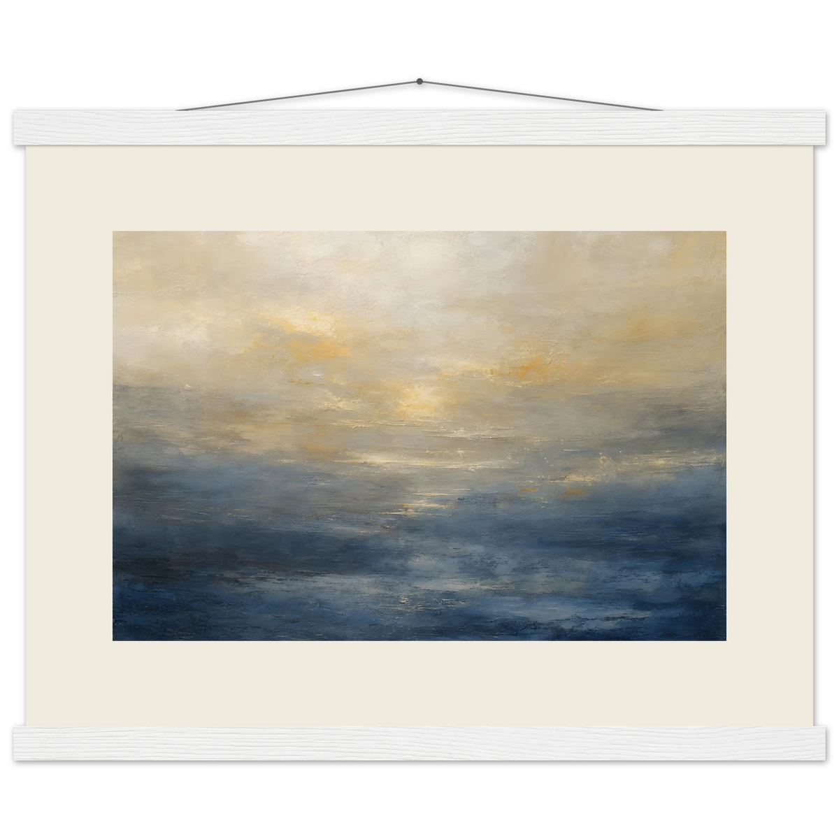 Golden Sea Mist: sea and coastal landscape. Fine art poster, alternate frame and size.