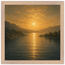 Quadro emoldurado Reflexo Dourado, lago e montanhas sob luz dourada