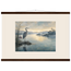 Heron at Dawn, japanese art and japandi. Archival fine art poster shown framed.