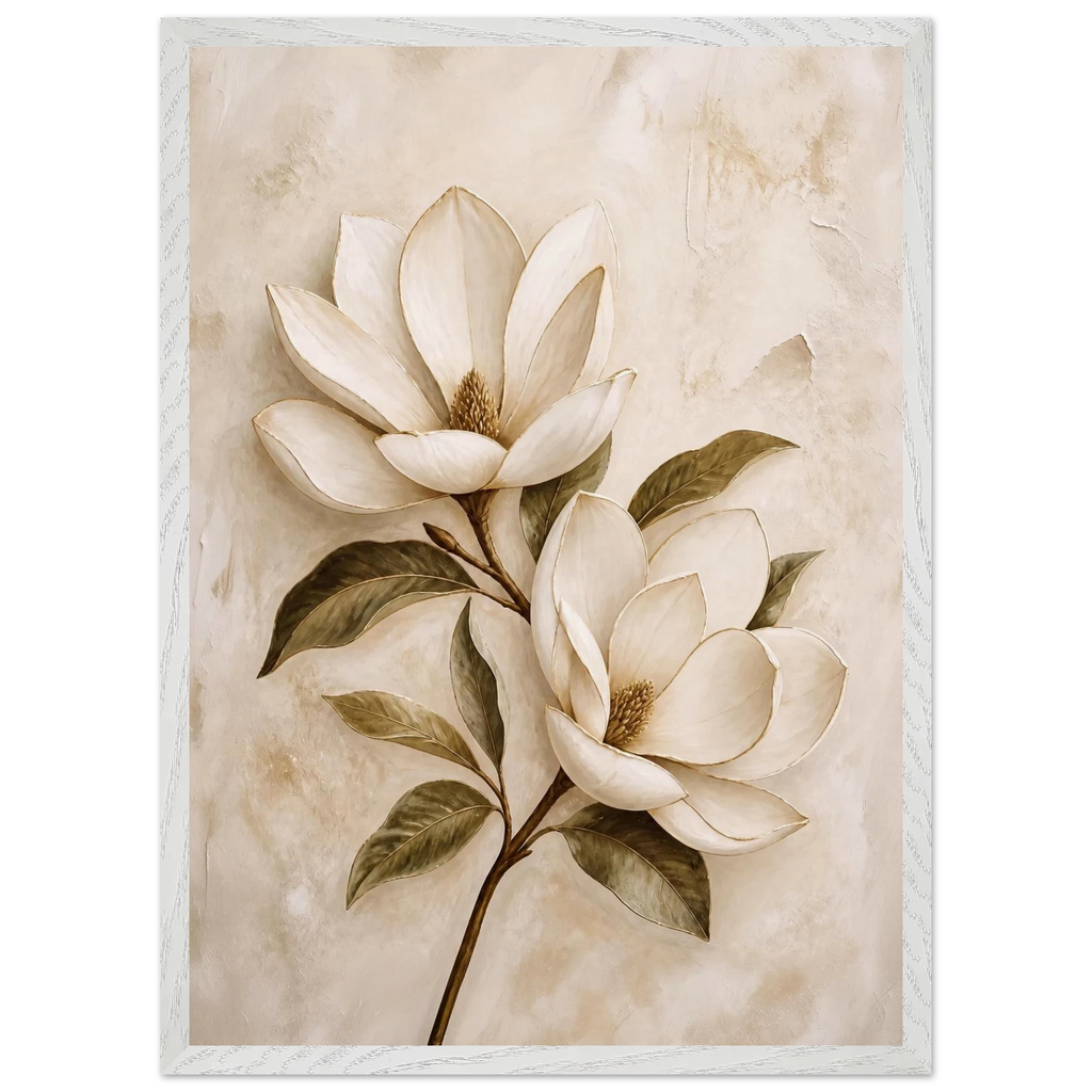 Gilded Magnolia: flowers and botanical. Framed fine art print by The Light Stays.