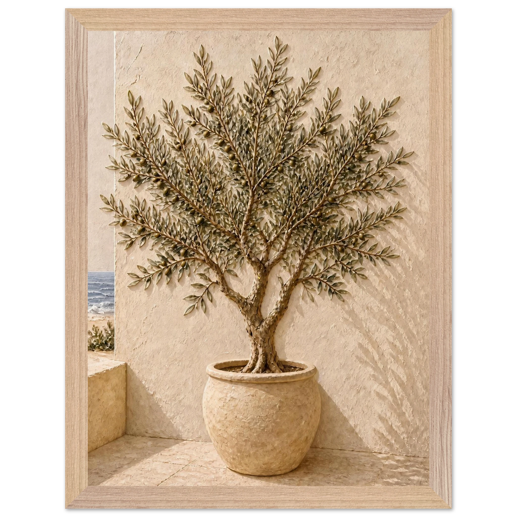 Olive Terrace: landscape and sun. Framed fine art print by The Light Stays.