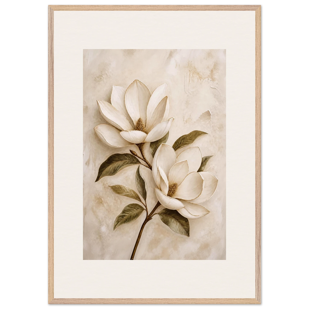 Gilded Magnolia: flowers and botanical. Framed fine art print by The Light Stays.