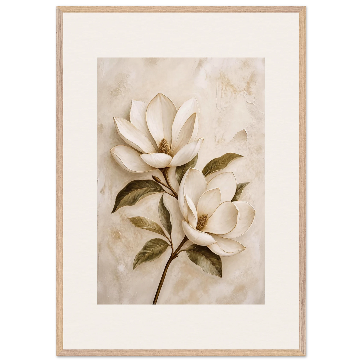 Gilded Magnolia: flowers and botanical. Framed fine art print by The Light Stays.