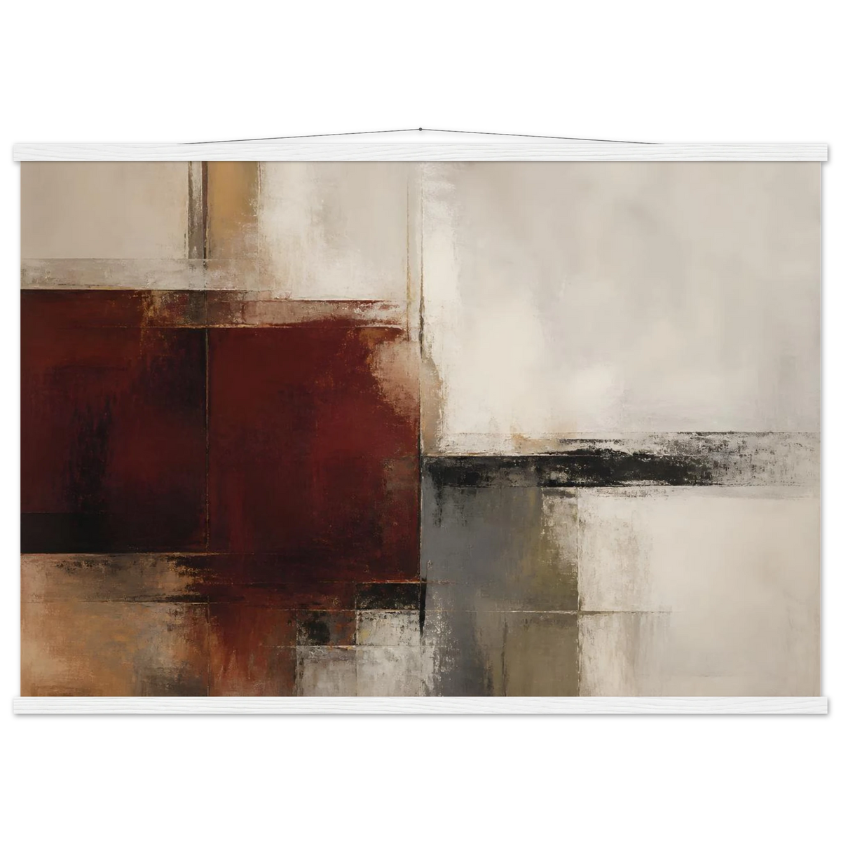 Deep Crimson, abstract, red and color field. Archival fine art poster shown framed.