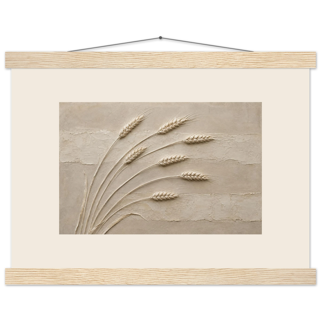 Wheat in Relief: faith, texture and botanical. Museum-quality fine art poster.