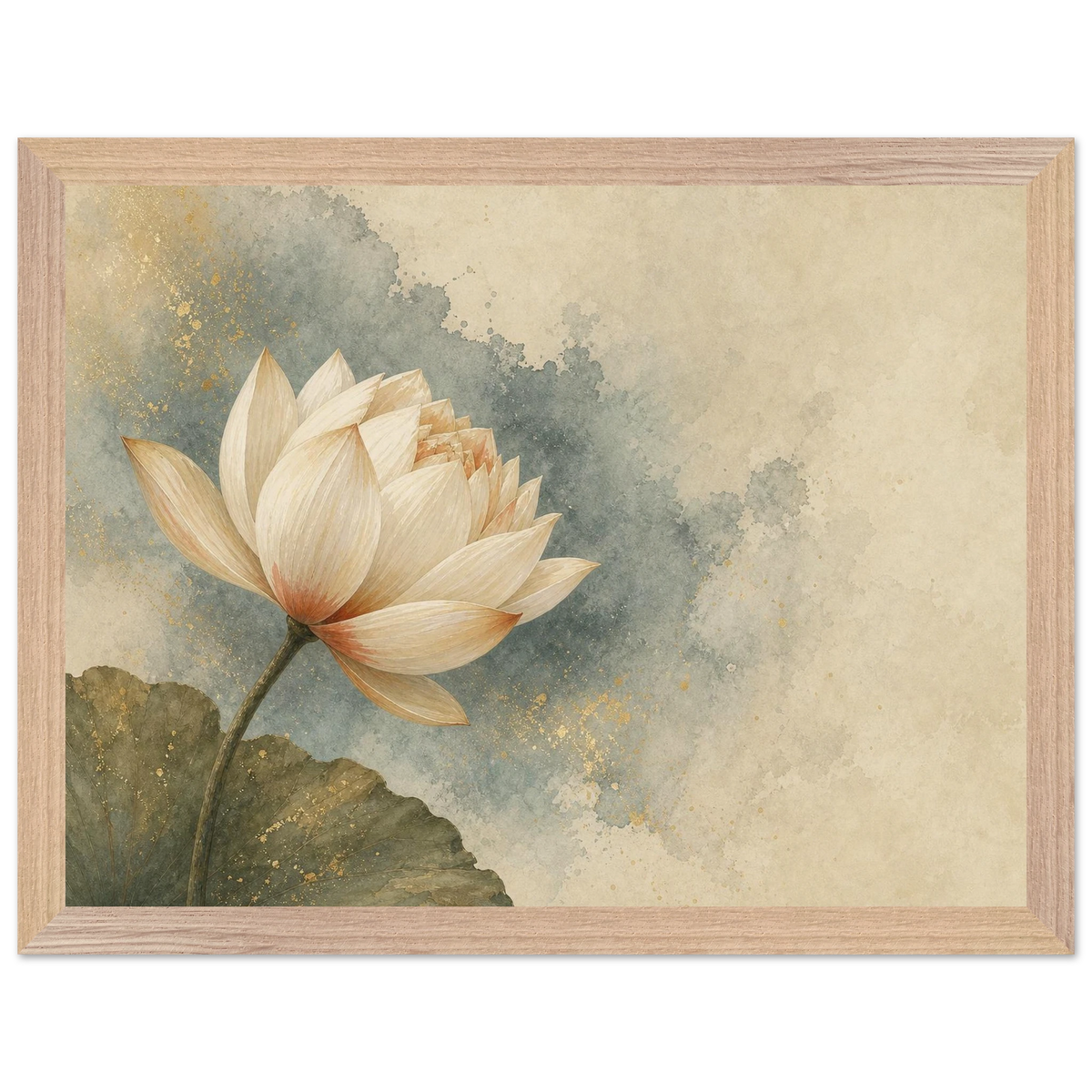 First Lotus Light: flowers and botanical. Framed fine art print, alternate frame and size.