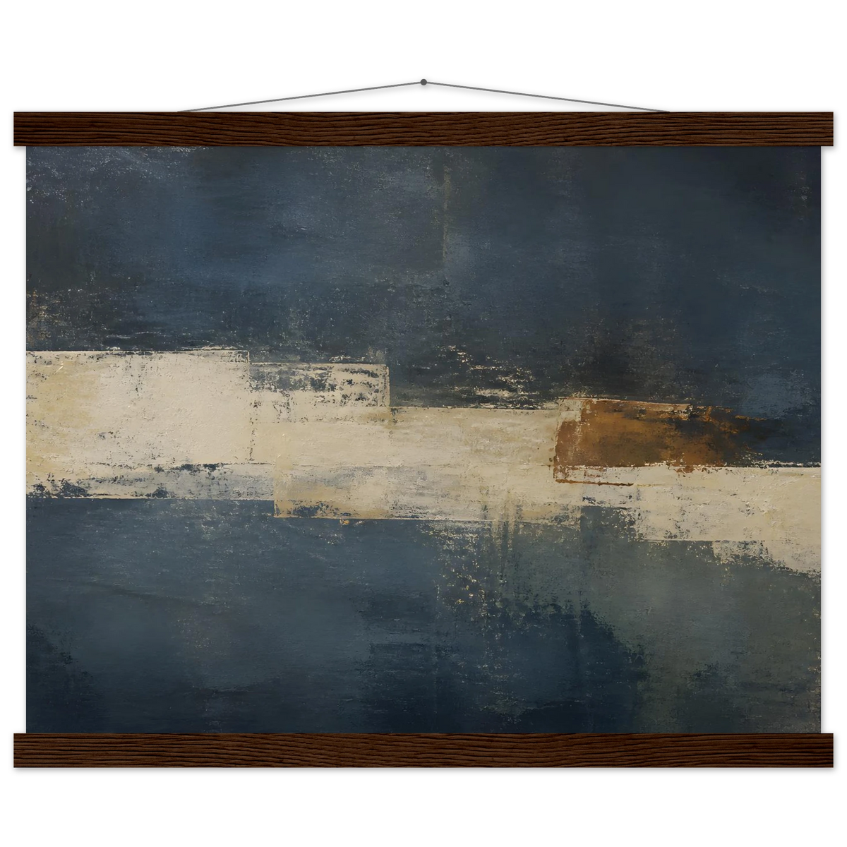 Ivory Crossing, abstract, ivory and serene lines. Archival fine art poster shown framed.