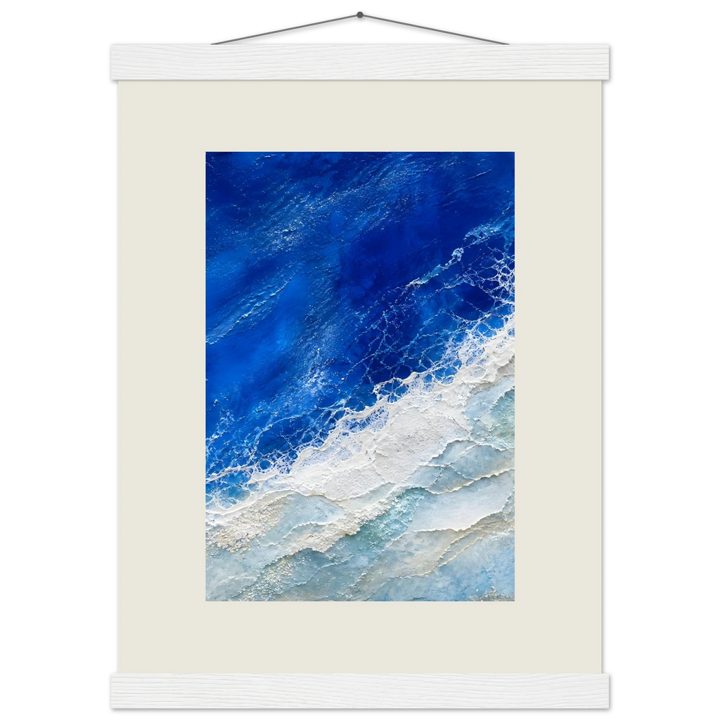 Cobalt Foam: abstract, cobalt and sea foam. Fine art poster, alternate frame and size.