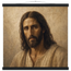Pôster Kind Eyes com suporte de madeira, retrato sereno de Jesus em luz quente