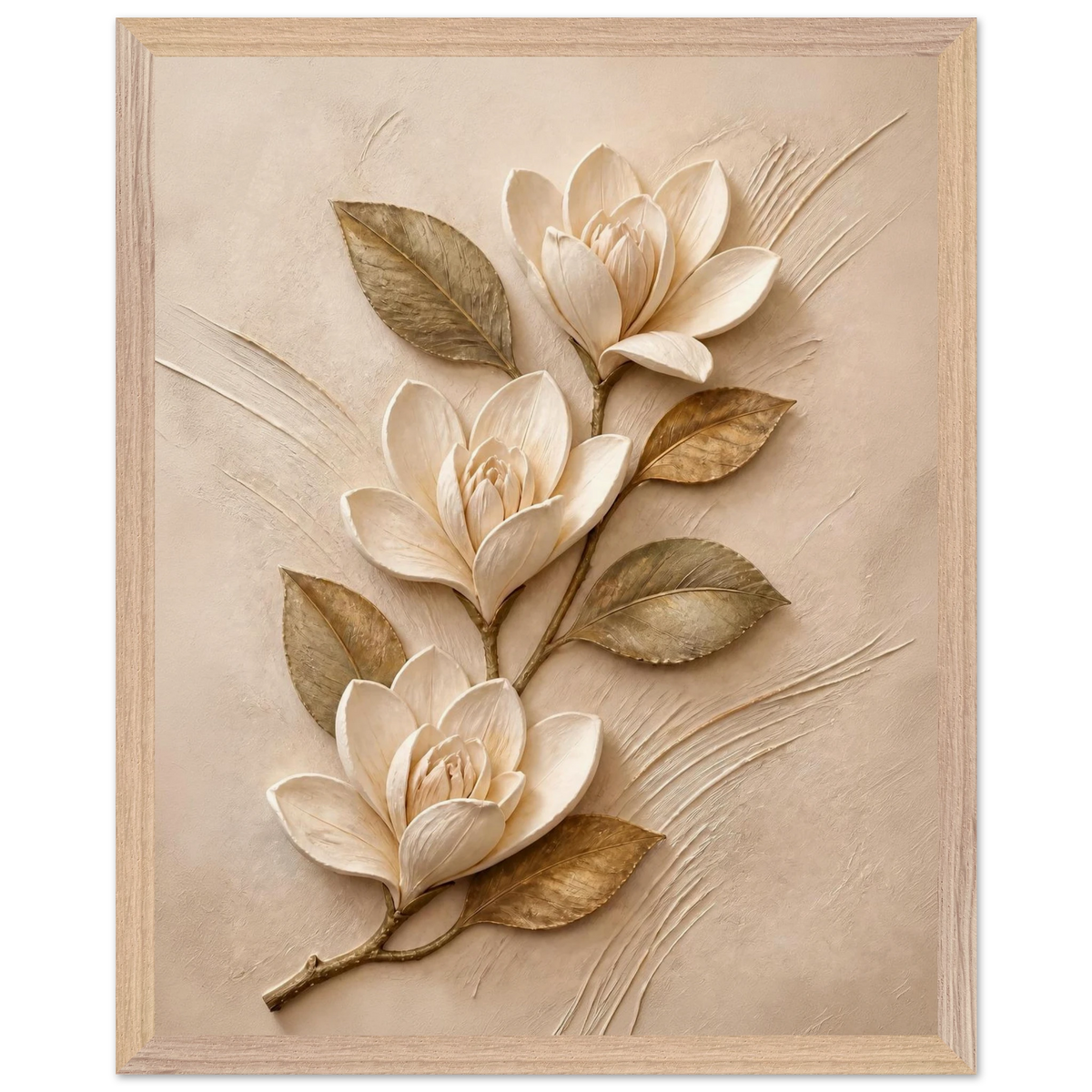 Magnolia Ascent: flowers and botanical. Museum-quality framed fine art print.