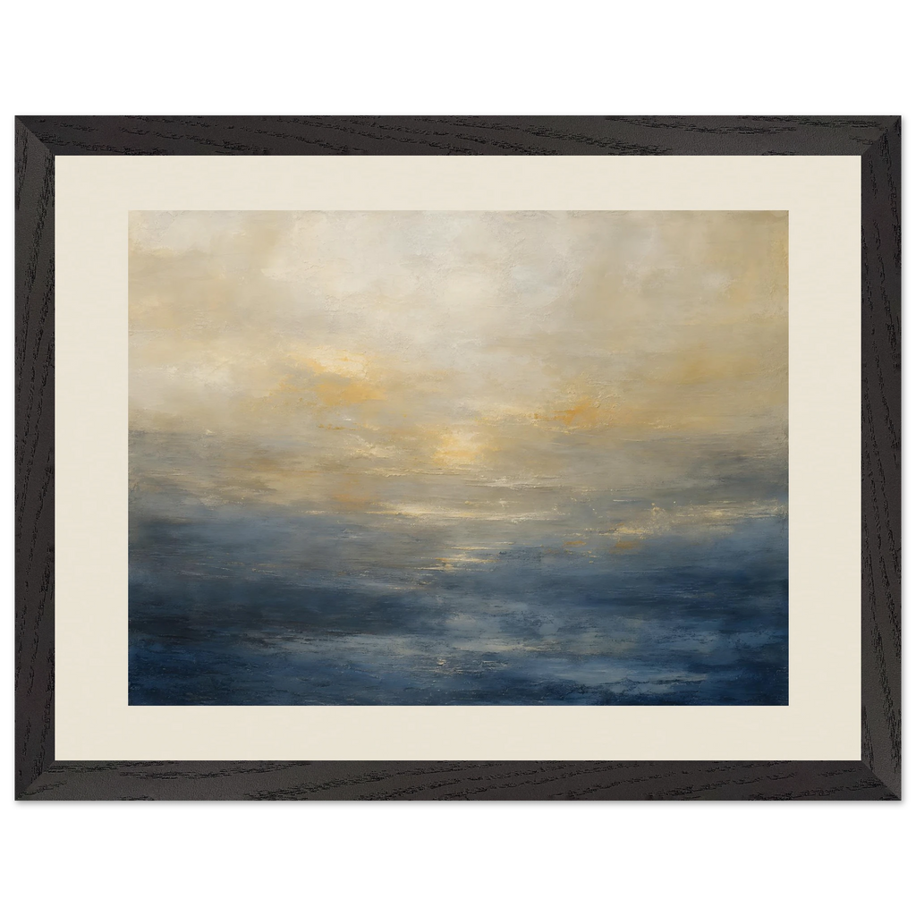 Golden Sea Mist: sea and coastal landscape. Framed fine art print.