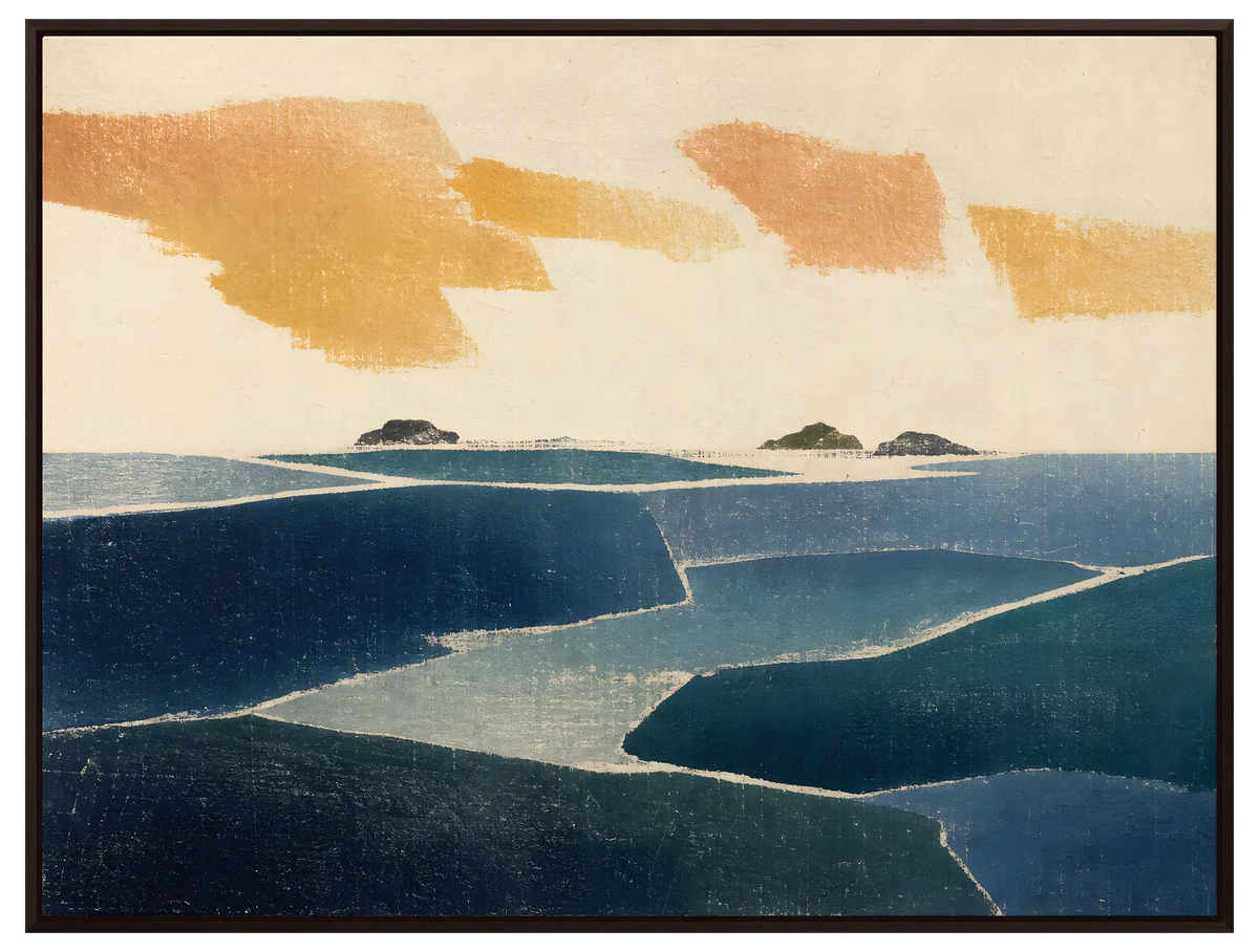 Islands Within Reach in a espresso floating frame