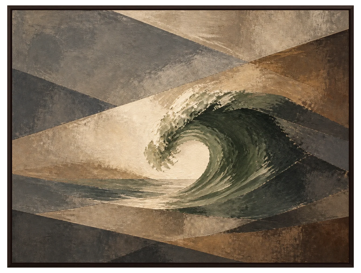 The Green Wave in a espresso floating frame