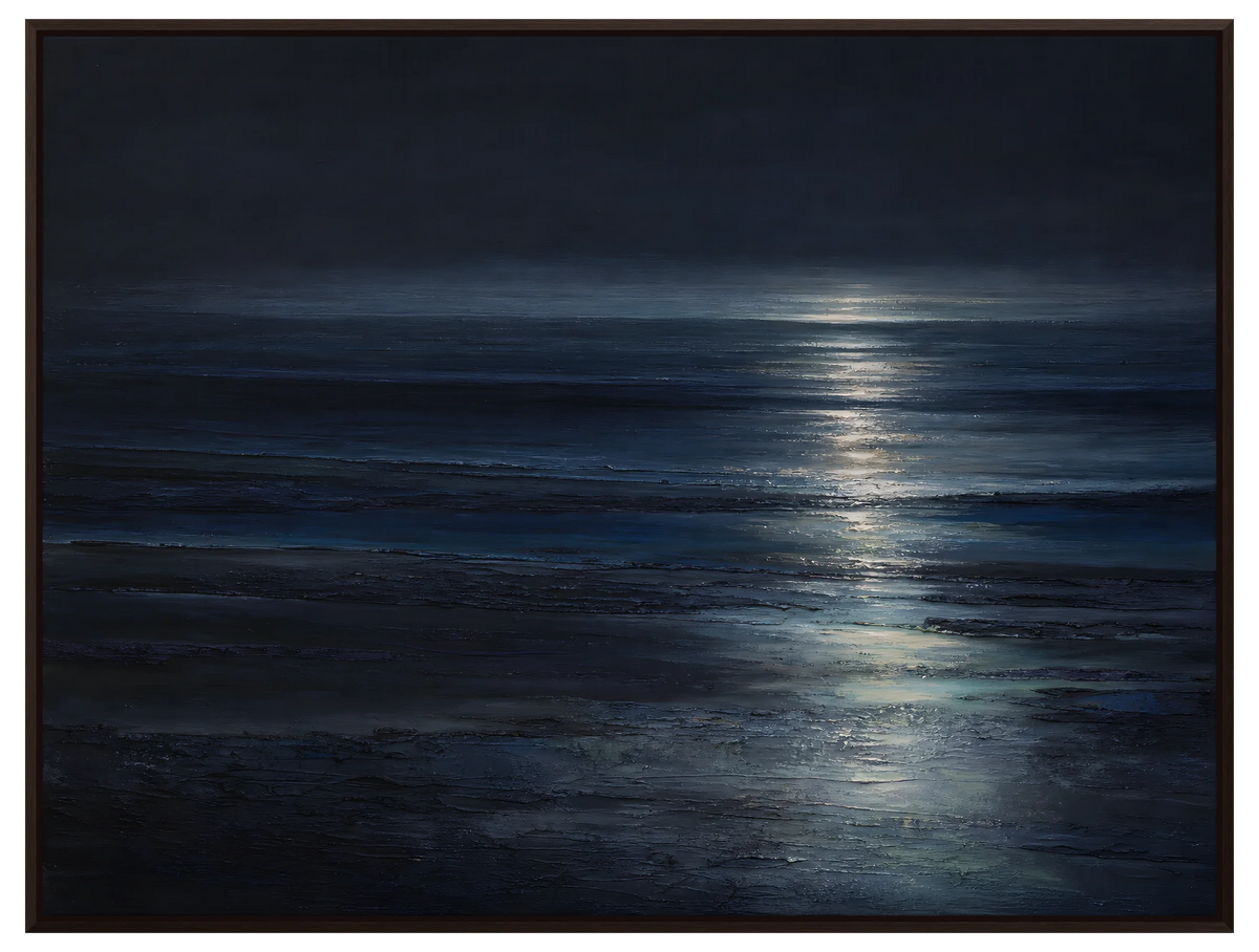 The Moon on the Water in a espresso floating frame
