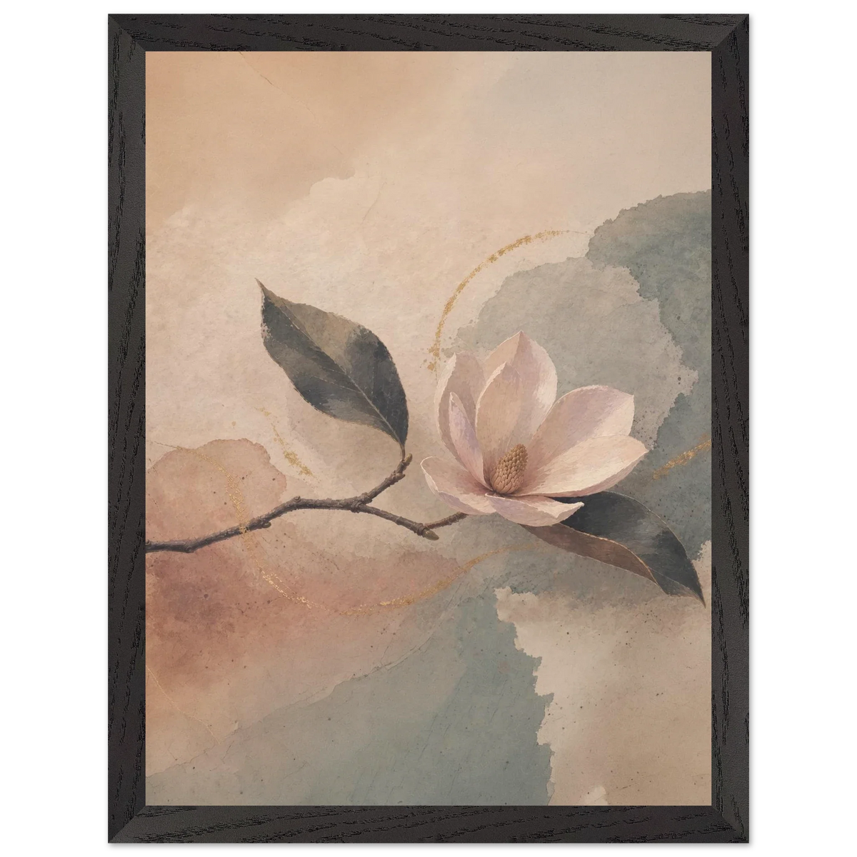 Magnolia Reverie: botanical artwork in soft bloom. Framed fine art by The Light Stays.