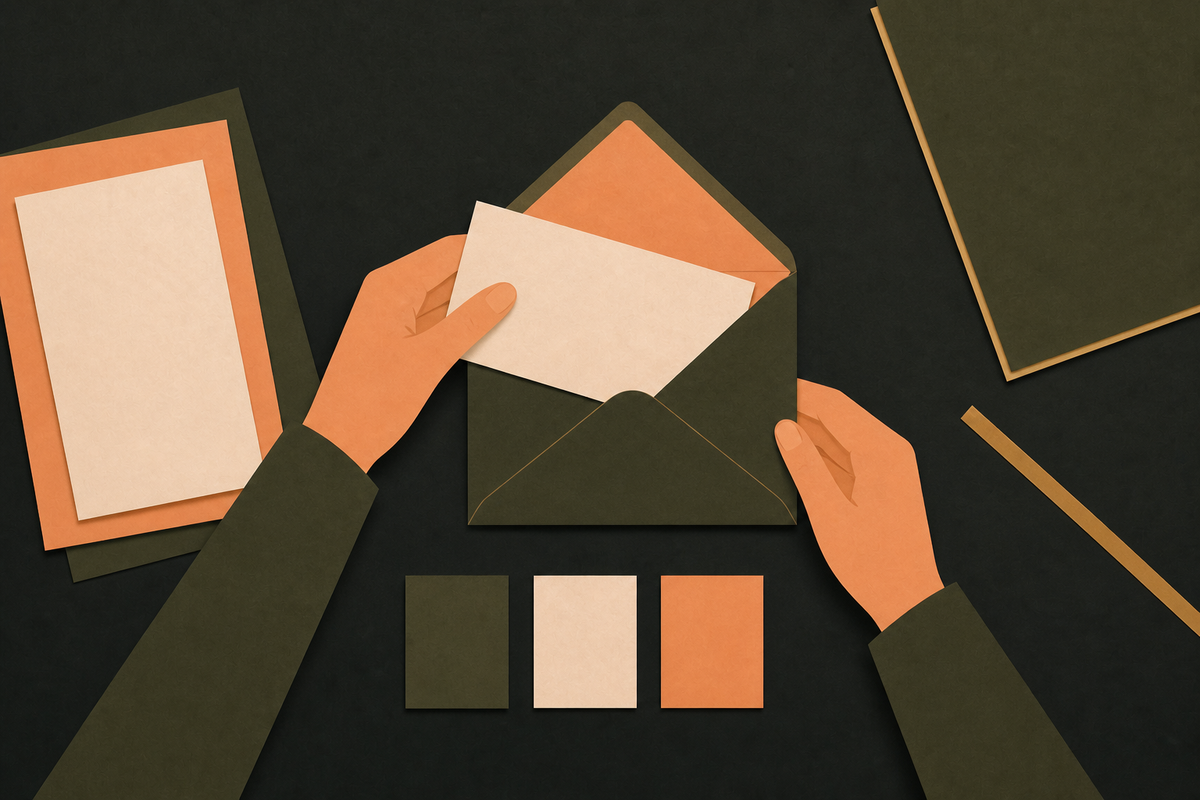 Hands place a privacy request card into an envelope