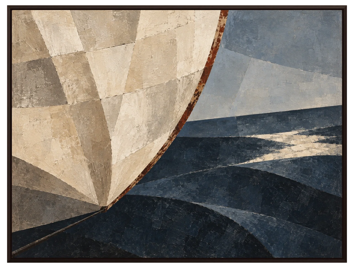 Under Sail in a espresso floating frame